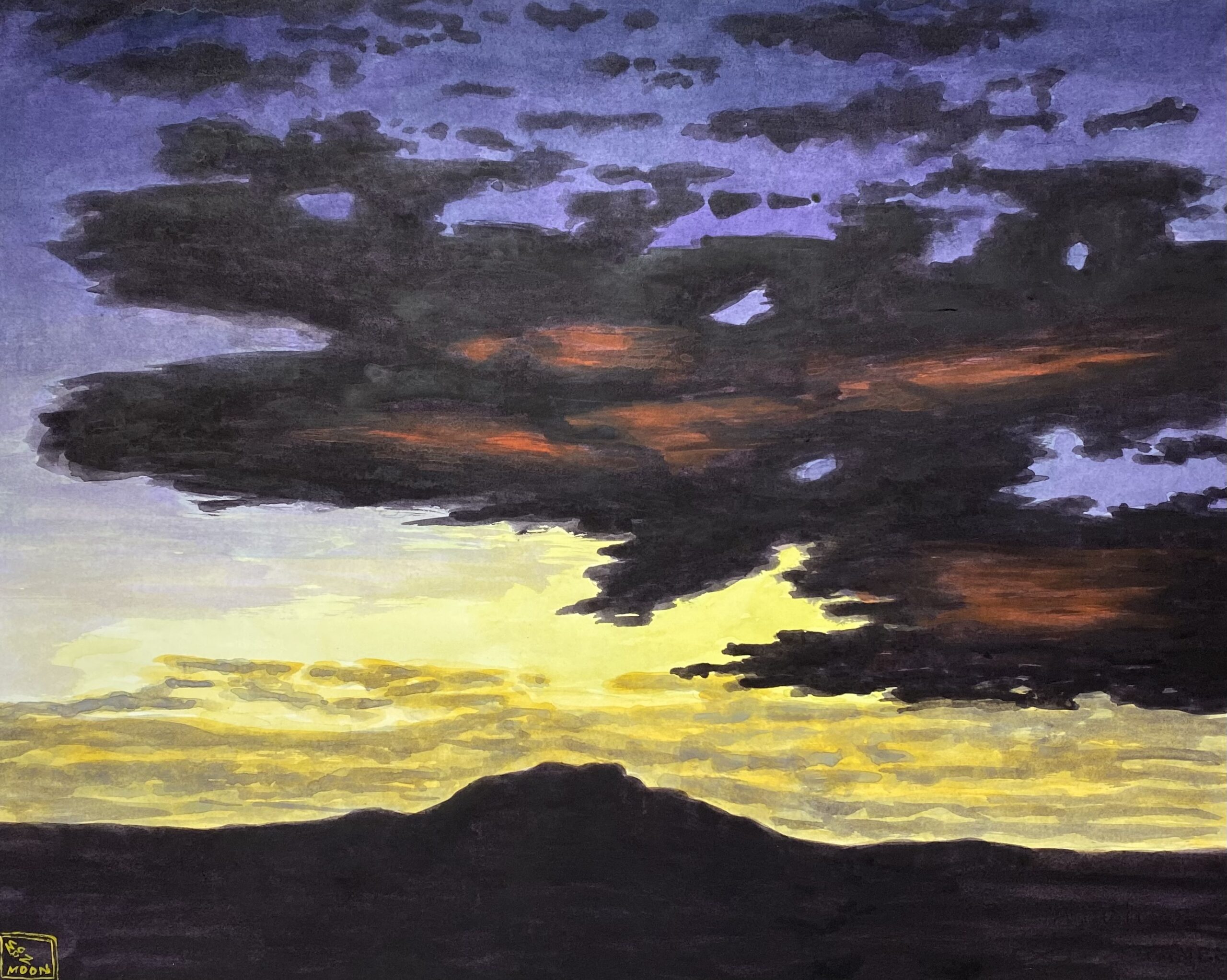 Watercolor by Greg Moon titled "Looking Towards Carson"