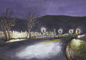 Down at the Corner / Greg Moon / Watercolor / 11 x 15 (uf) / 22 x 26 (f) / $935