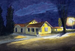 Yellow House / Greg Moon / Watercolor / 11 x 15 (uf) / 22 x 26 (f) / $935