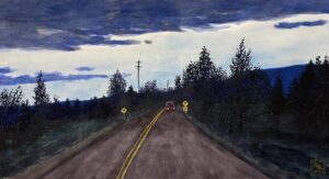 Eventide / Greg Moon / Watercolor / 10 x 20 (uf) / 21 x 31 (f) / $1,200