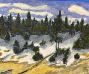 Winter Hillside / Greg Moon / Watercolor / 8 x 10 (uf) / 18 x 20 (f) / $335